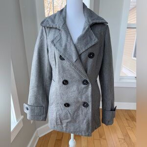 Vintage 90’s Delia’s Gray Wool Thinsulate Plaid Lined Peacoat Size Small